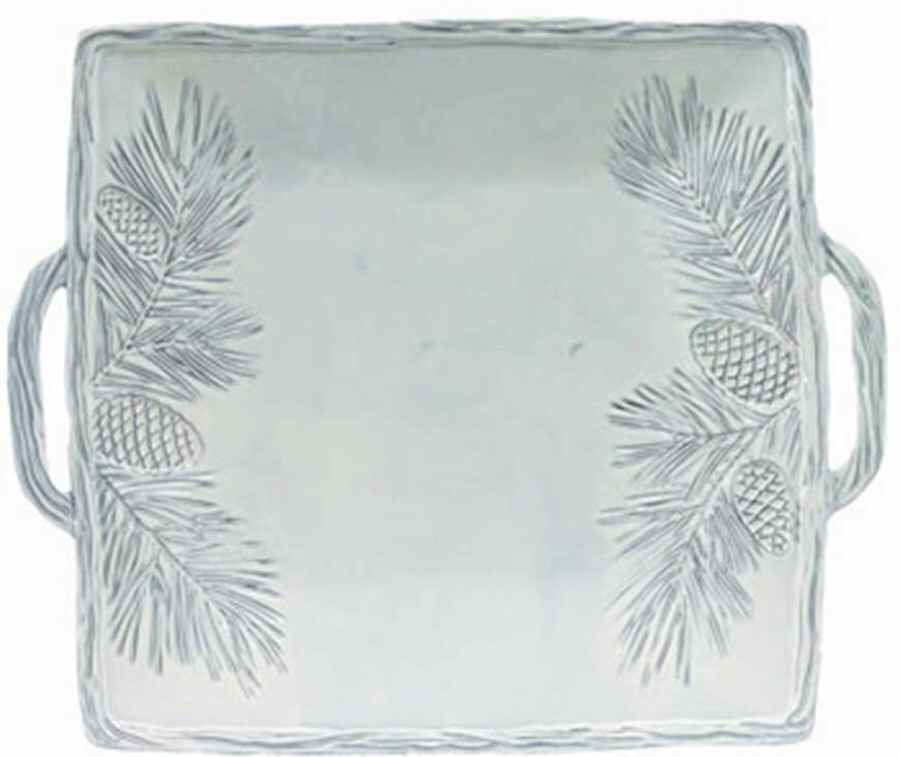Pineta Winter White 14" Square Platter by Vietri (Italy)-1