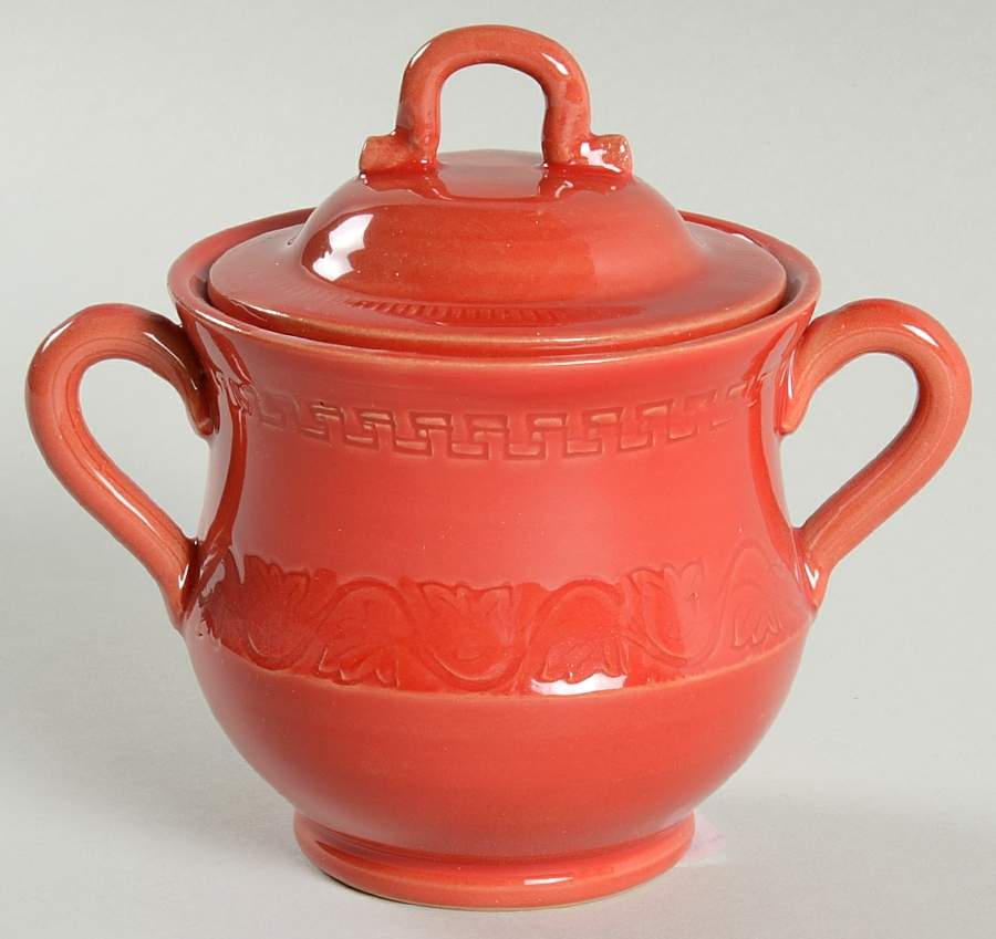 Bellezza Tomato Red Sugar Bowl & Lid by Vietri (Italy)-1