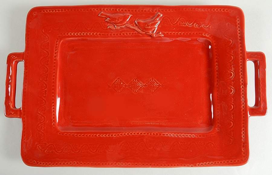 Bellezza Tomato Red 17" Rectangular Serving Platter by Vietri (Italy)-1
