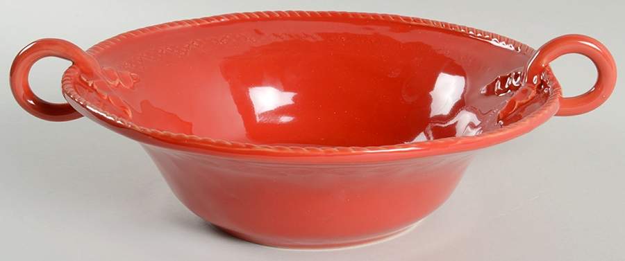 Bellezza Tomato Red 11" Round Handled Bowl by Vietri (Italy)-1