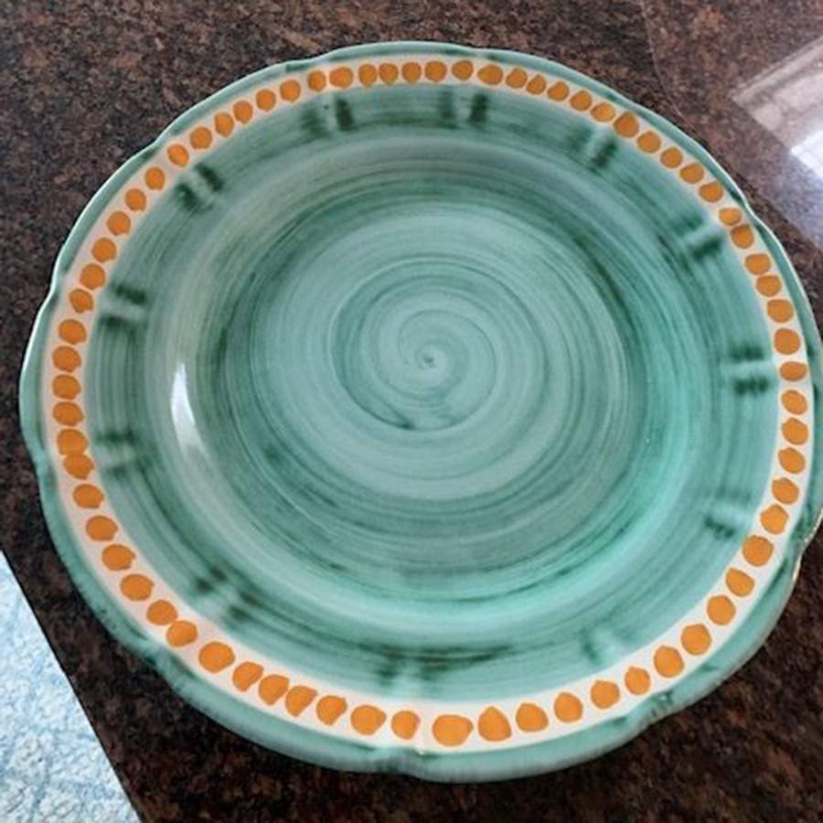 Campagna Chicken (Green, Orange Dots) Service Plate (Charger) by Vietri (Italy)-1