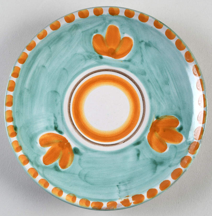 Campagna Chicken (Green, Orange Dots) Saucer by Vietri (Italy)-1