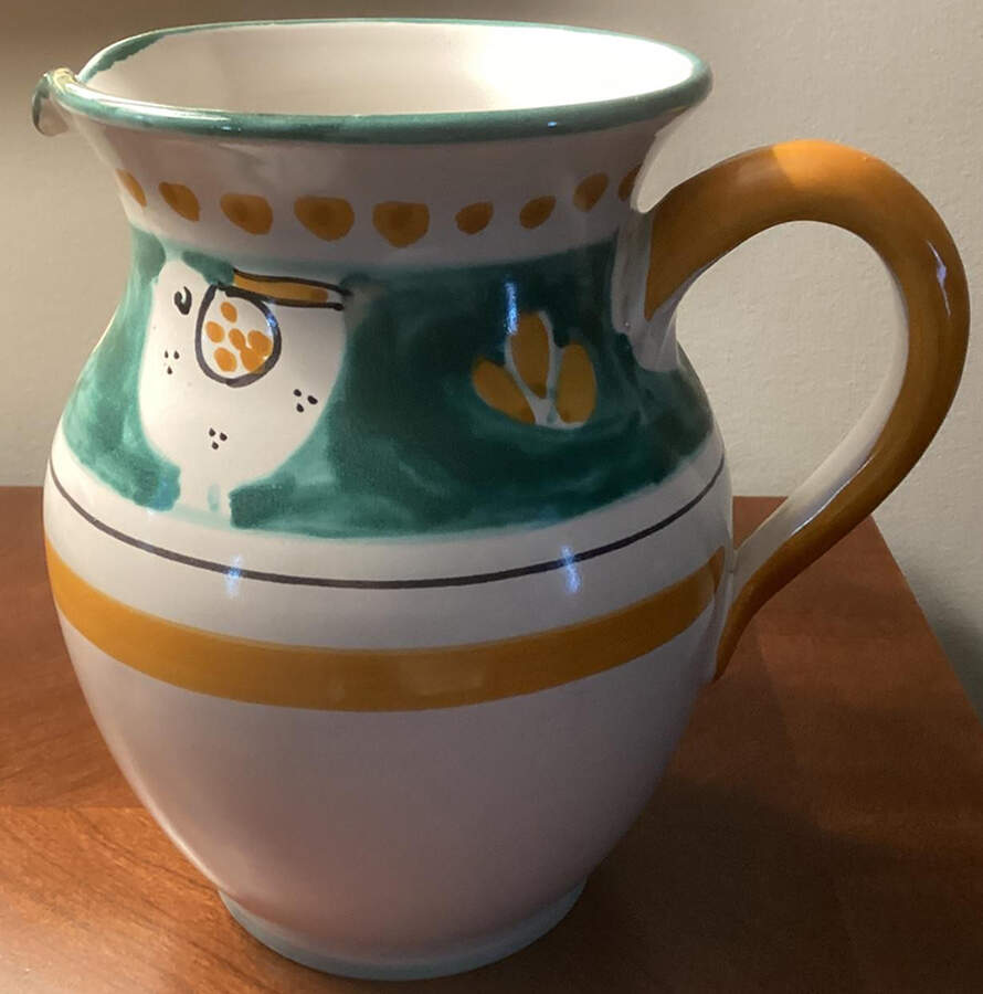 Campagna Chicken (Green, Orange Dots) 64 Oz Pitcher by Vietri (Italy)-1