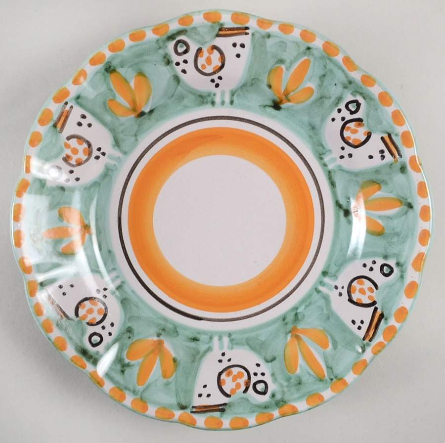 Campagna Chicken (Green, Orange Dots) Salad Plate by Vietri (Italy)-1
