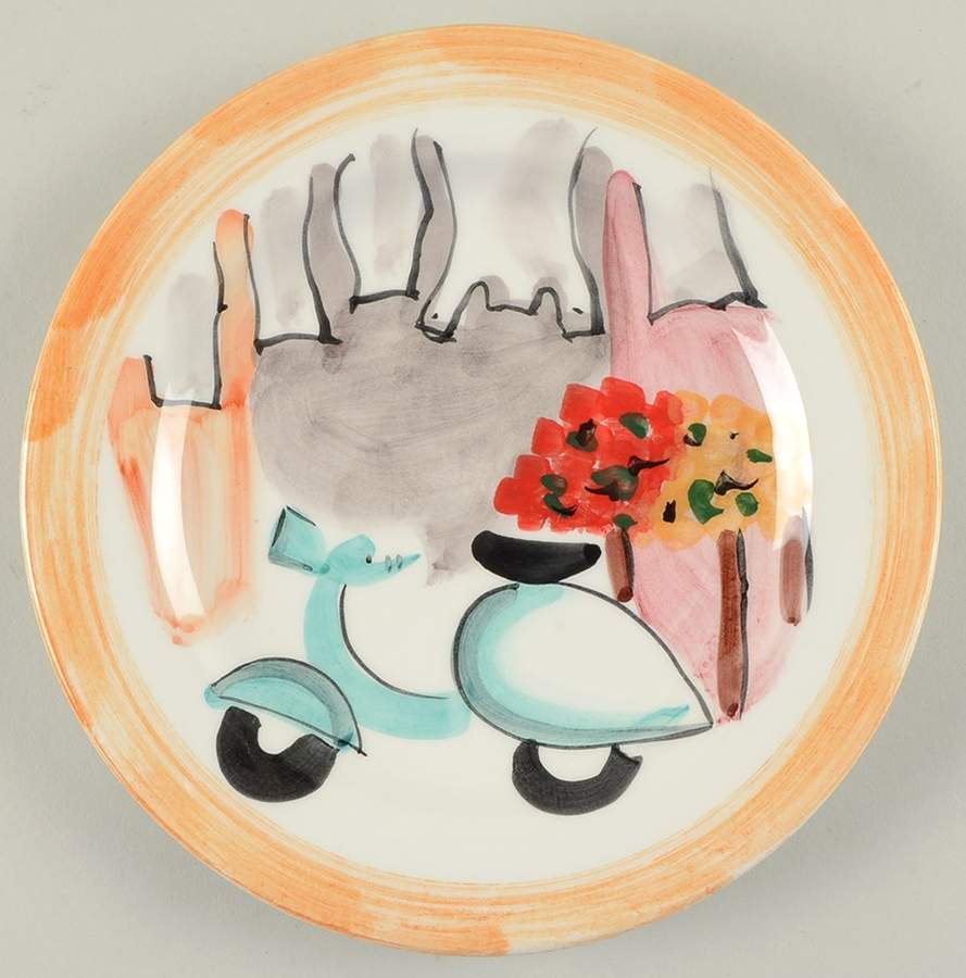 City Scenes Salad Plate by Vietri (Italy)-1