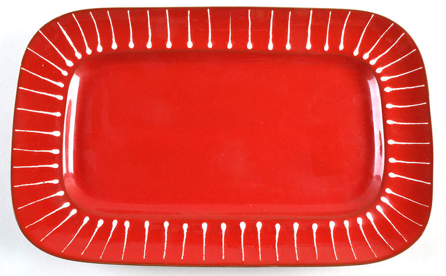 Rosso Vecchio Dot 16" Rectangular Serving Platter by Vietri (Italy)-1