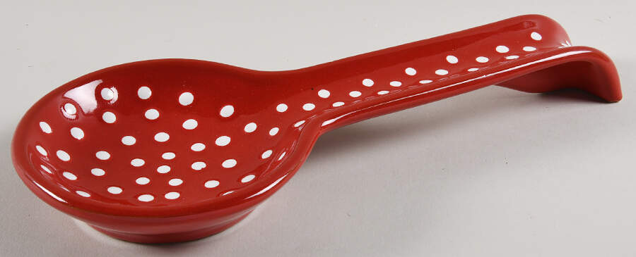 Rosso Vecchio Dot Spoon Rest/Holder (Holds 1 Spoon) by Vietri (Italy)-1