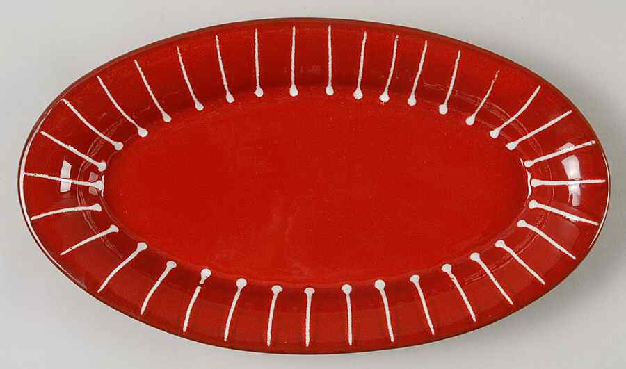 Rosso Vecchio Dot 10" Oval Serving Platter by Vietri (Italy)-1