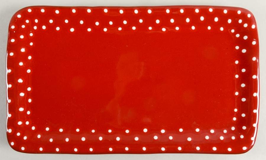 Rosso Vecchio Dot 12" Rectangular Serving Platter by Vietri (Italy)-1