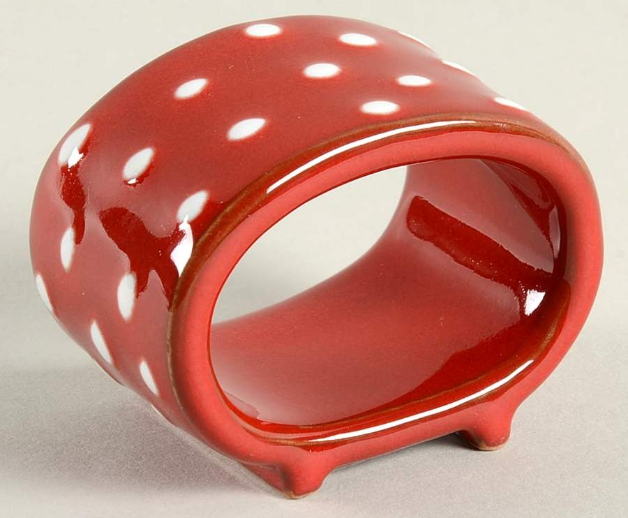 Rosso Vecchio Dot Napkin Ring by Vietri (Italy)-1
