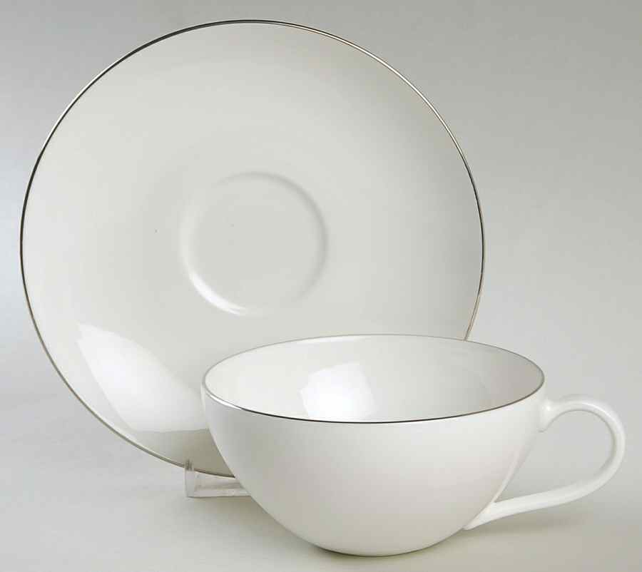 Anmut Platinum Flat Cup & Saucer Set by Villeroy & Boch-1