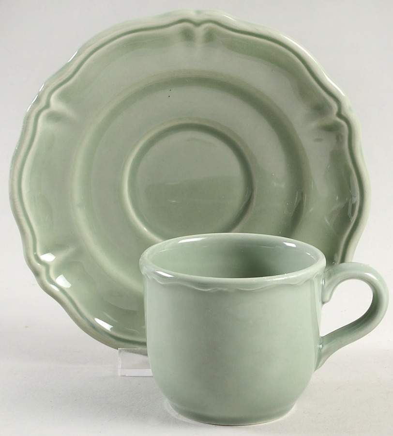 Luberon Celadon Flat Demitasse Cup & Saucer Set by Varages-1
