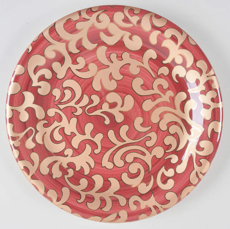 Burgundy Scroll Salad Plate by VARM Ceramica (Italy)-1