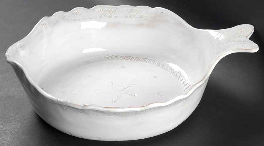 Bellezza Fish White 13" Round Serving Bowl by Vietri (Italy)-1
