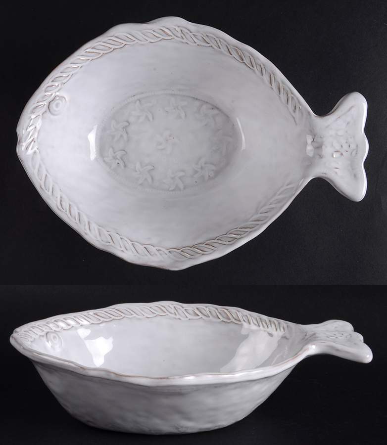 Bellezza Fish White Soup/Cereal Bowl by Vietri (Italy)-1