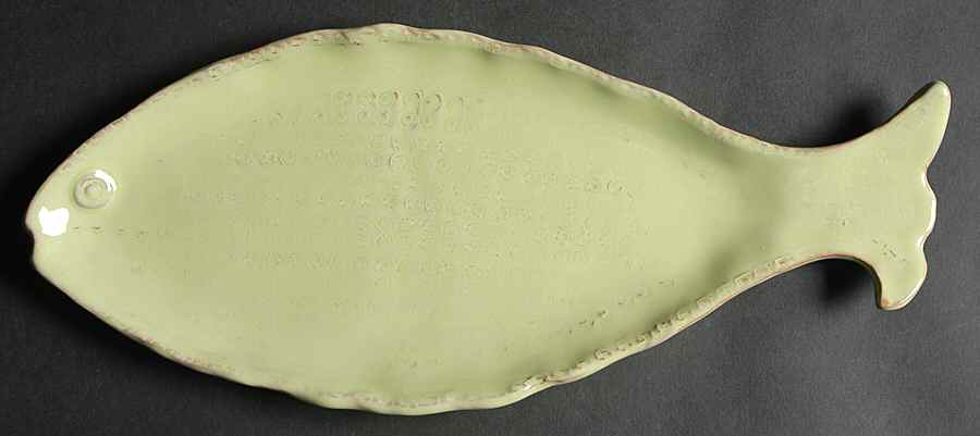 Bellezza Fish Celadon 11" Fish Plate by Vietri (Italy)-1