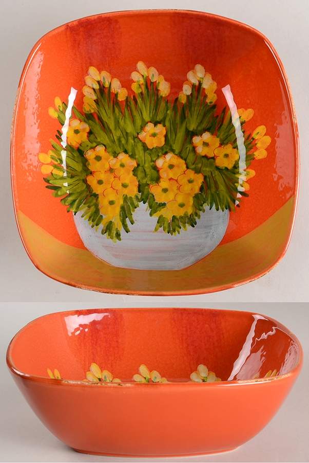 Sara's Flowers 10" Square Serving Bowl by Vietri (Italy)-1