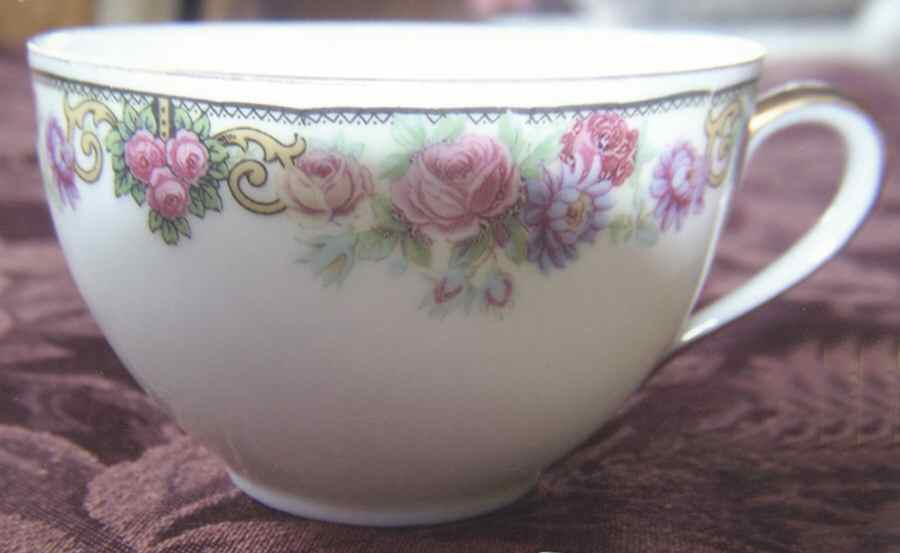 222 (Floral Edge) Flat Cup by Victoria (Czech)-1