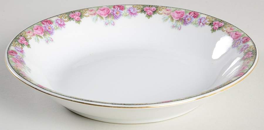 222 (Floral Edge) Coupe Soup Bowl by Victoria (Czech)-1