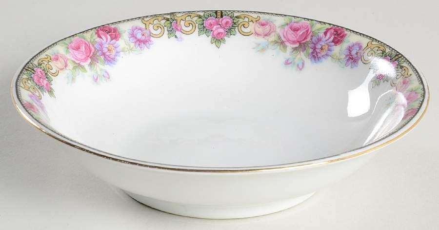 222 (Floral Edge) Fruit/Dessert (Sauce) Bowl by Victoria (Czech)-1