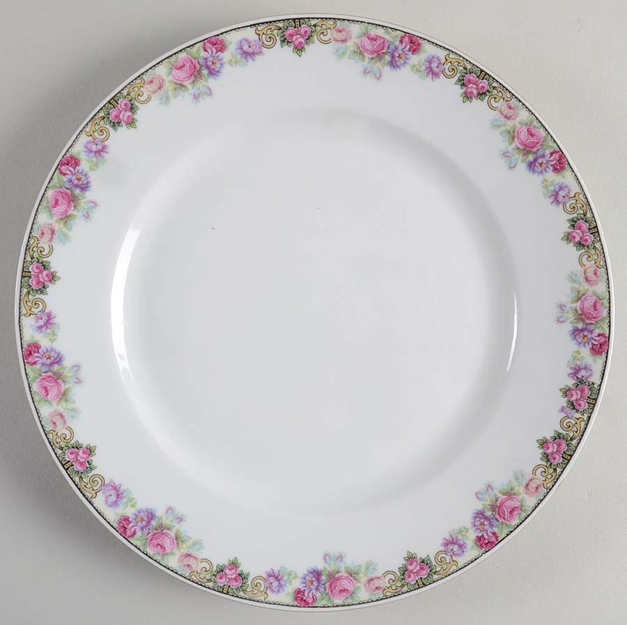 222 (Floral Edge) Dinner Plate by Victoria (Czech)-1