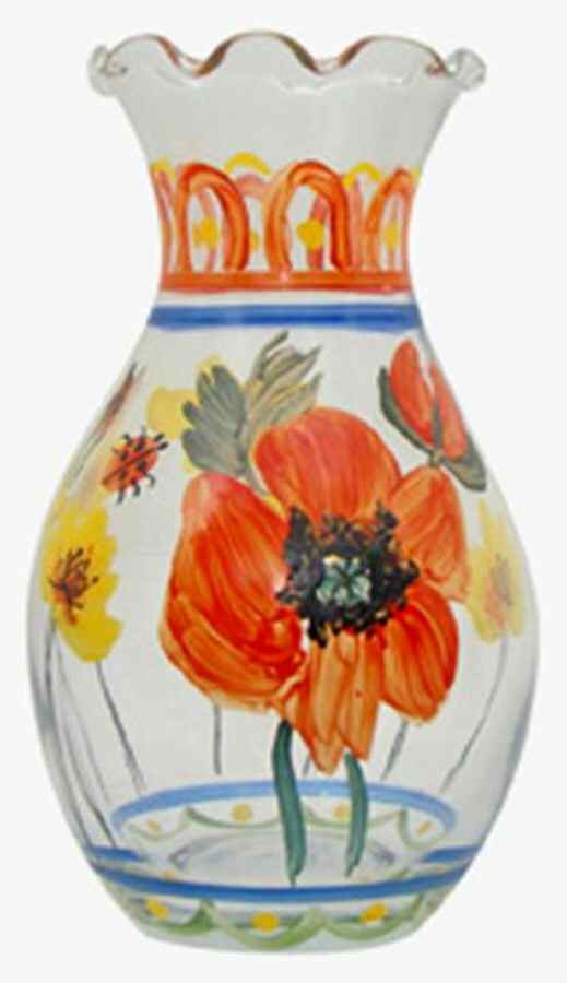 Painted Poppies Glassware Bud Vase by Vera Neumann-1