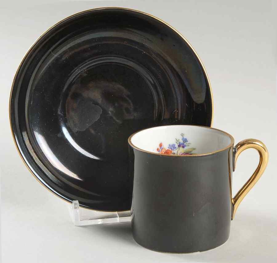 253 Flat Demitasse Cup & Saucer Set by Victoria (Czech)-1