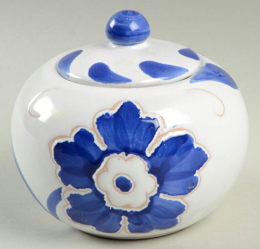 Blu Bianco Sugar Bowl & Lid by Vietri (Italy)-1