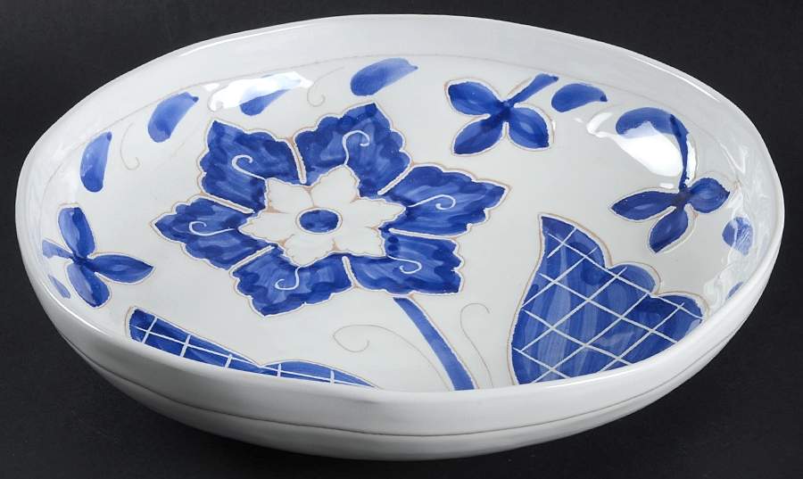 Blu Bianco 13" Large Salad Serving Bowl by Vietri (Italy)-1