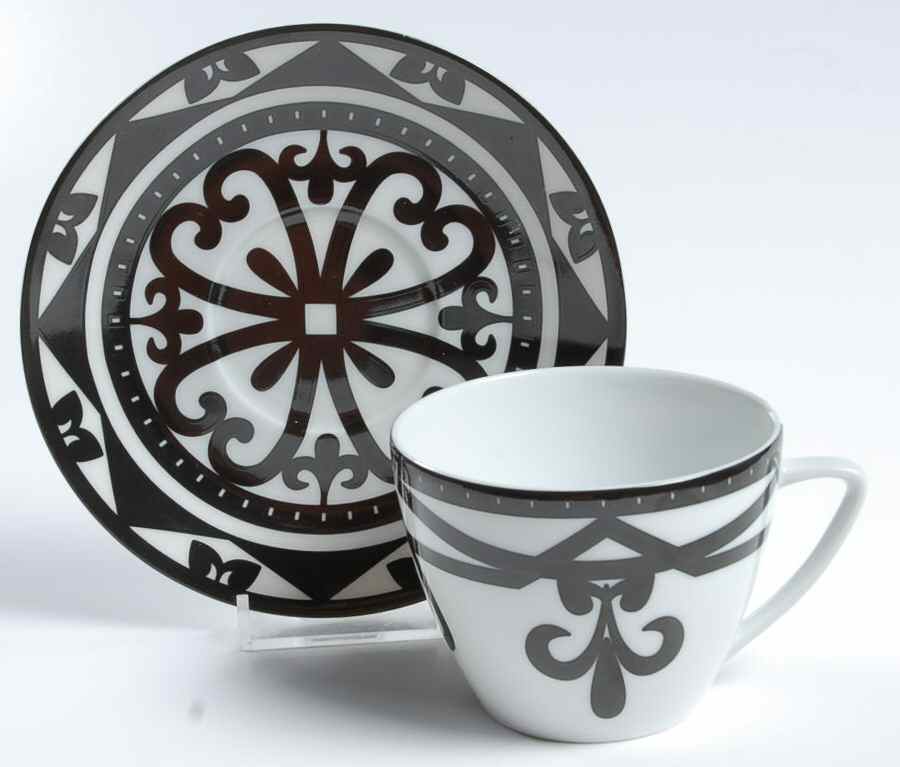 Rialto Black Flat Cup & Saucer Set by Vellum-1