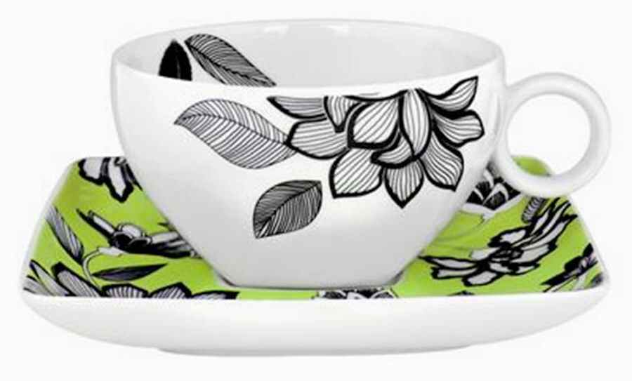 Fiore Flat Cup & Saucer Set by Vista Alegre-1