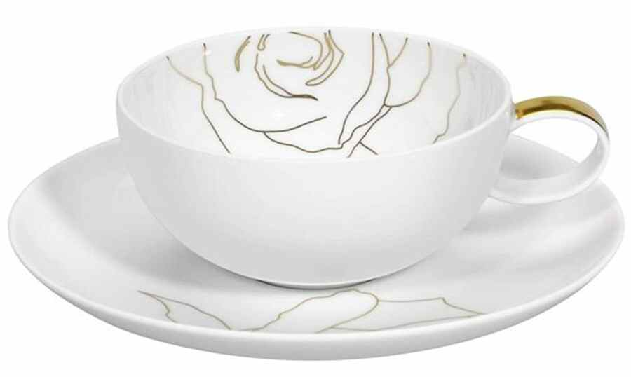 Rose Flat Cup & Saucer Set by Vista Alegre-1