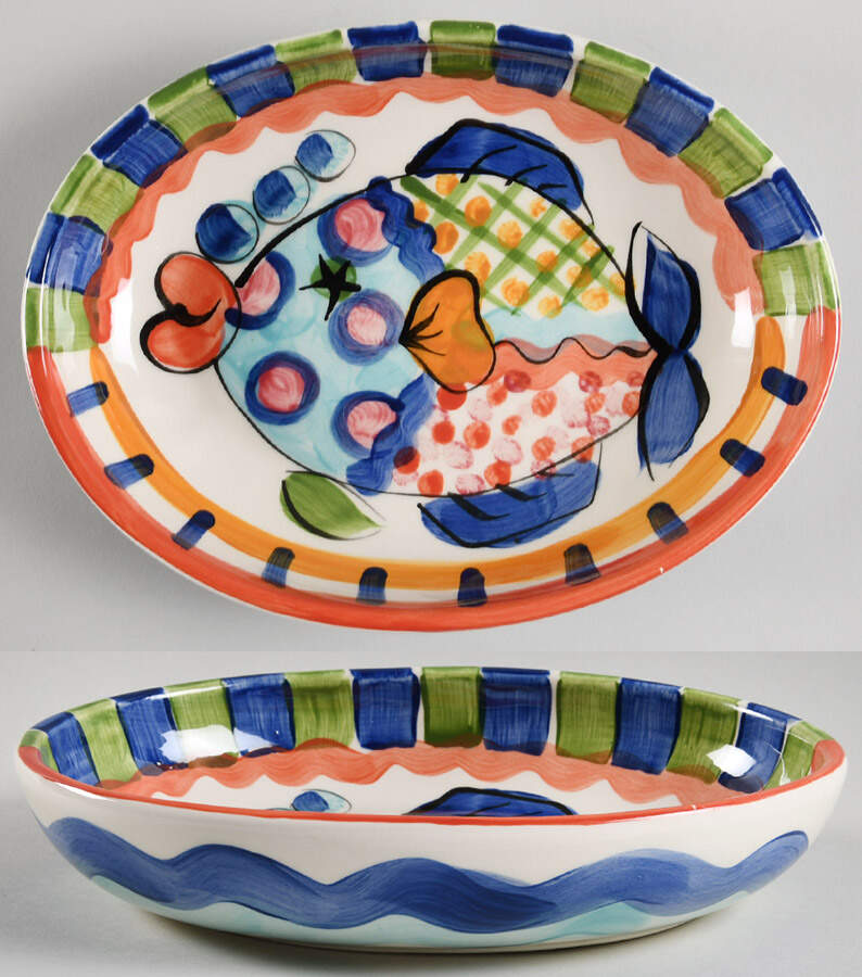Splish Splash 10" Oval Vegetable Bowl by Vicki Carroll Studio-1