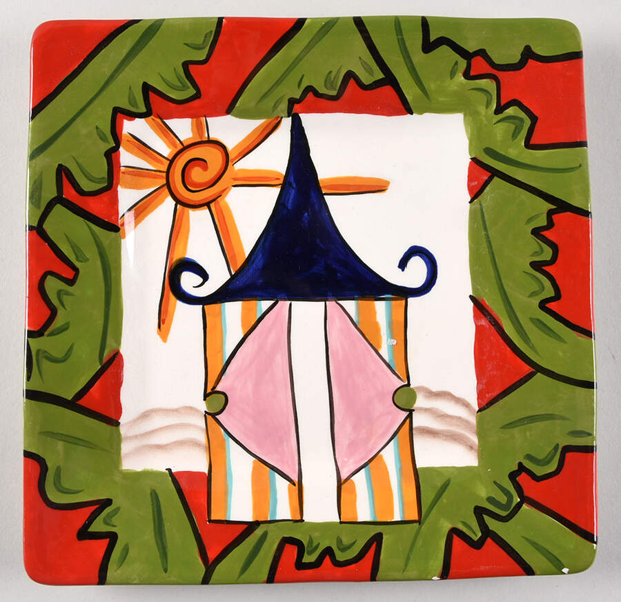 Splish Splash Square Salad Plate by Vicki Carroll Studio-1