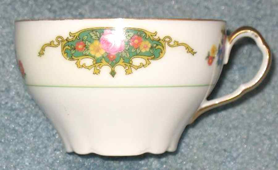 141 (Green Insets) Flat Cup by Victoria (Czech)-1