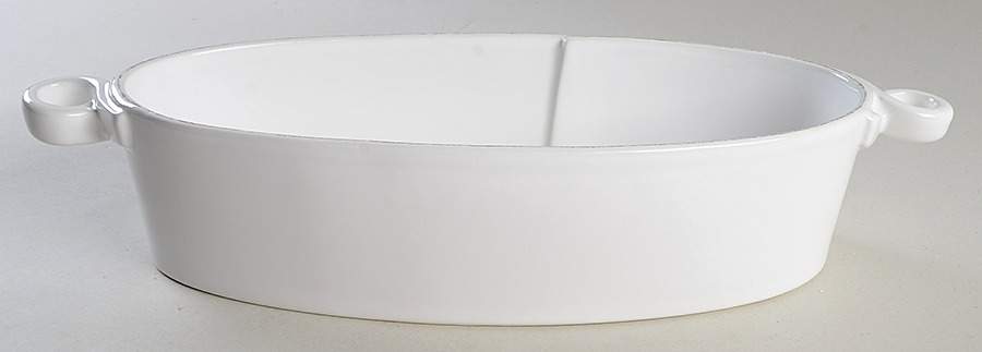Lastra White (Bright White Glaze) 15" Oval Baker by Vietri (Italy)-1