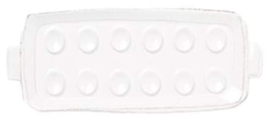 Lastra White (Bright White Glaze) Rectangular Egg Holder Tray (Holds 12) by Vietri (Italy)-1