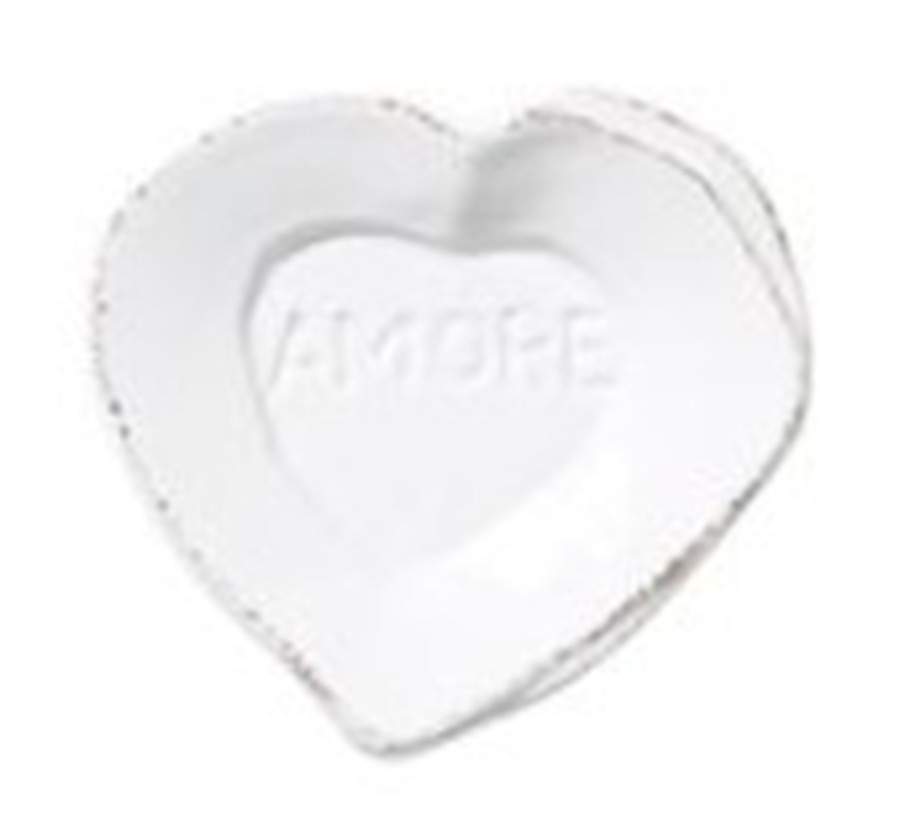Lastra White (Bright White Glaze) Heart Shaped Dish by Vietri (Italy)-1