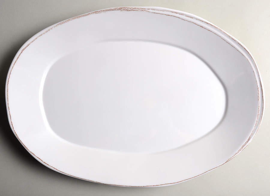 Lastra White (Bright White Glaze) 18" Melamine Oval Platter by Vietri (Italy)-1
