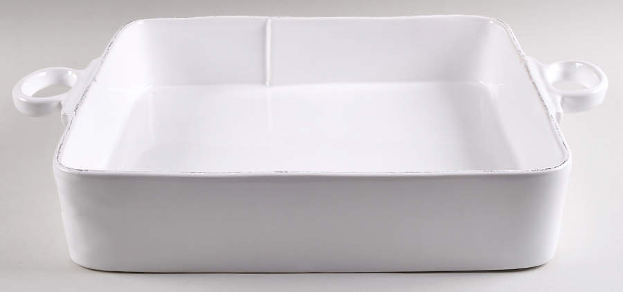 Lastra White (Bright White Glaze) 18" Rectangular Baker by Vietri (Italy)-1