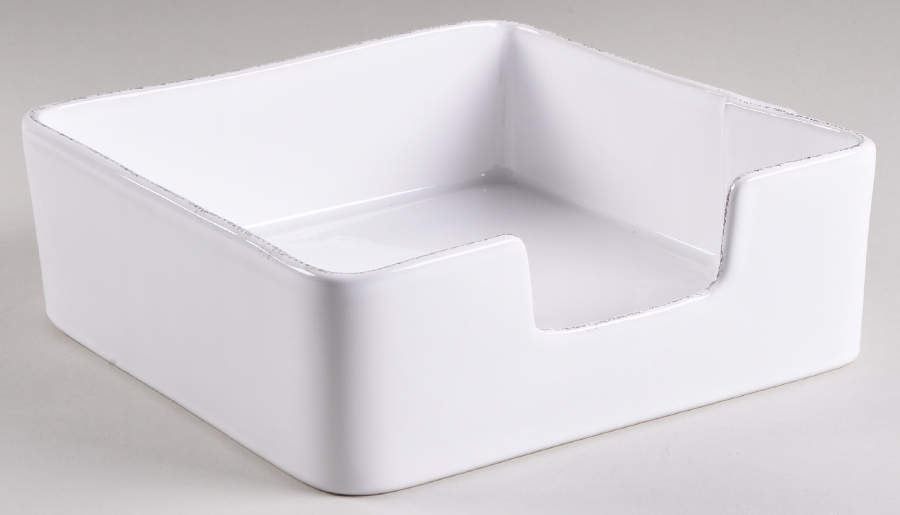 Lastra White (Bright White Glaze) Napkin Holder by Vietri (Italy)-1