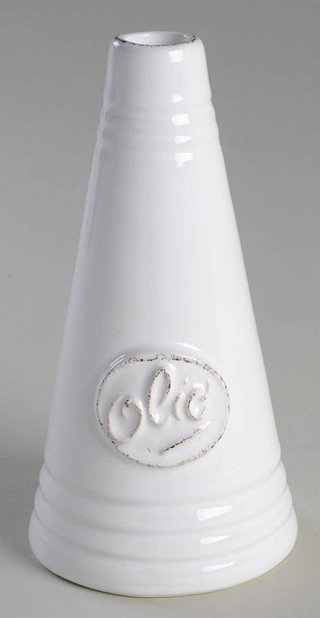Lastra White (Bright White Glaze) Oil Cruet No Stopper by Vietri (Italy)-1