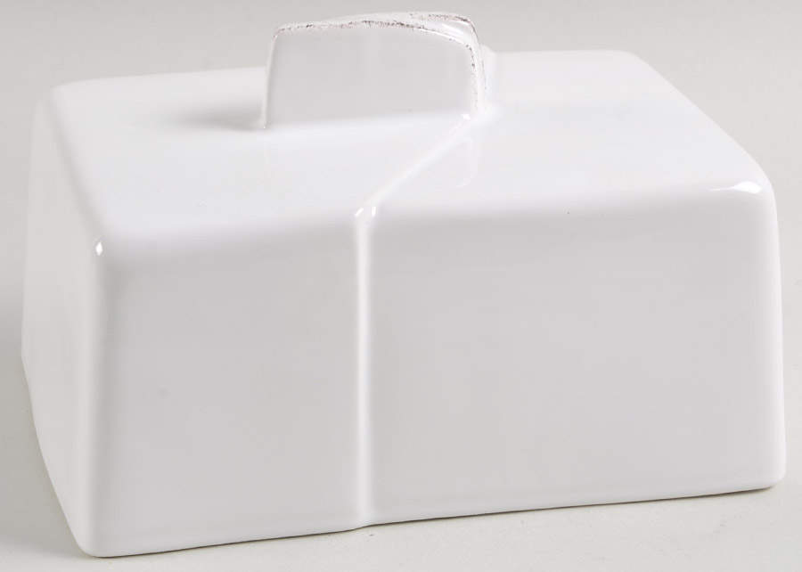Lastra White (Bright White Glaze) Lid for 1/4 Lb Butter by Vietri (Italy)-1