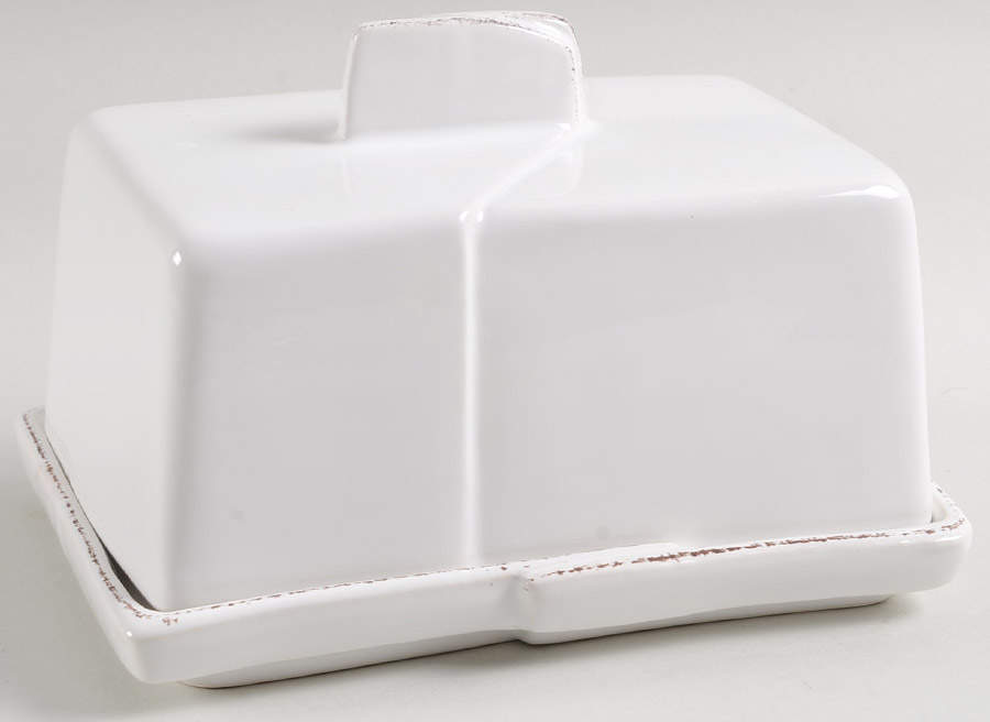 Lastra White (Bright White Glaze) 1/4 Lb Covered Butter by Vietri (Italy)-1