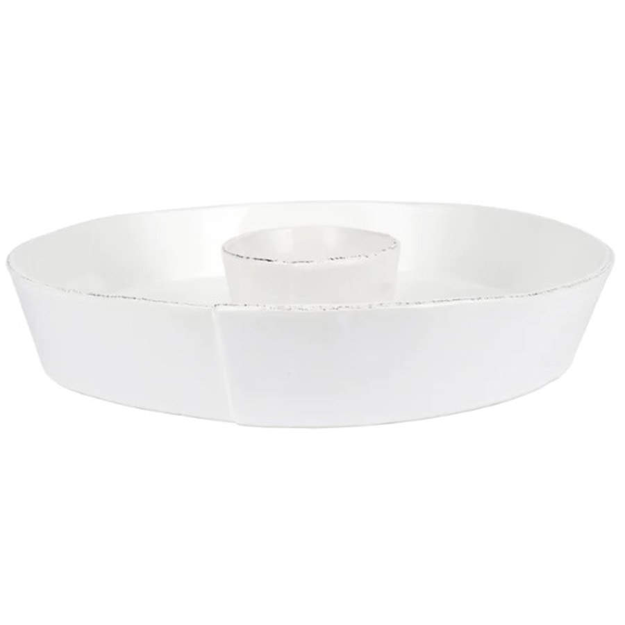 Lastra White (Bright White Glaze) 1 Piece Melamine Chip & Dip by Vietri (Italy)-1