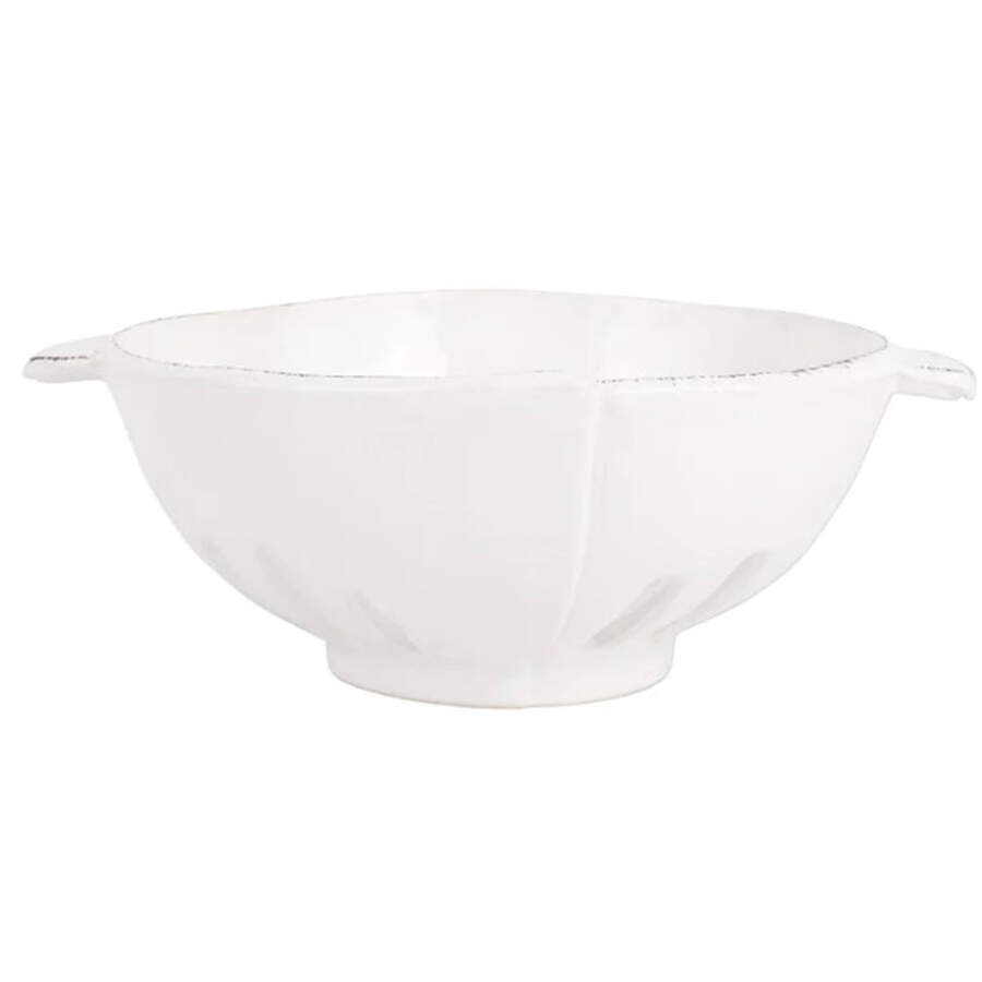 Lastra White (Bright White Glaze) Ceramic Colander by Vietri (Italy)-1