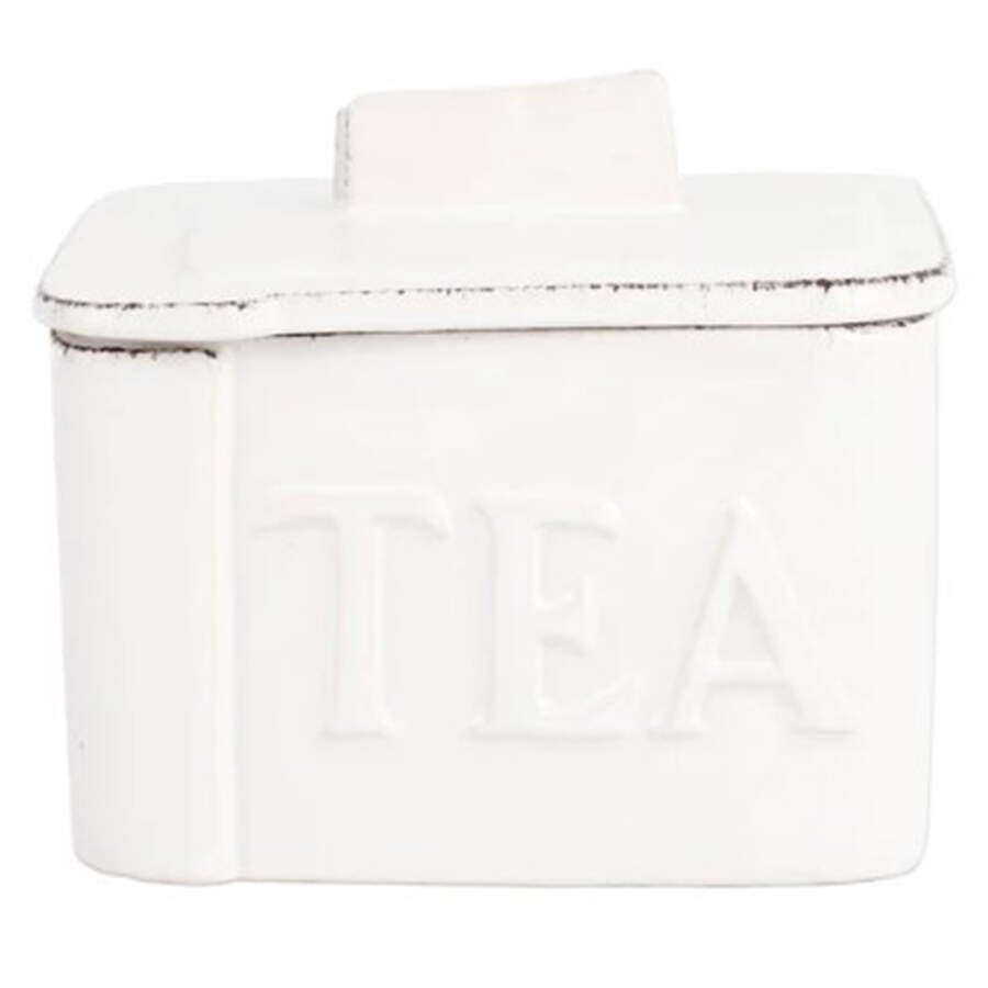 Lastra White (Bright White Glaze) Tea Canister & Lid by Vietri (Italy)-1