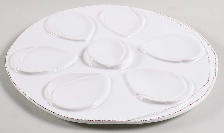 Lastra White (Bright White Glaze) Oyster Plate by Vietri (Italy)-1