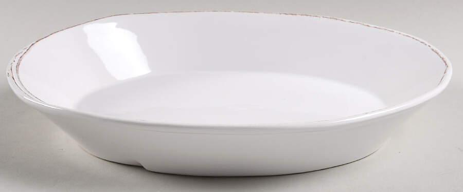 Lastra White (Bright White Glaze) 10" Oval Baker/Vegetable Bowl by Vietri (Italy)-1