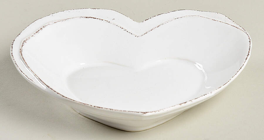 Lastra White (Bright White Glaze) Heart Shaped Dish by Vietri (Italy)-1